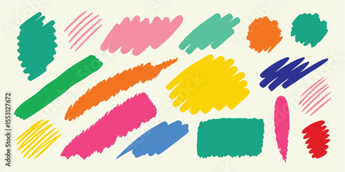 Dynamic and colorful strokes create a vibrant abstract composition on an off white background
