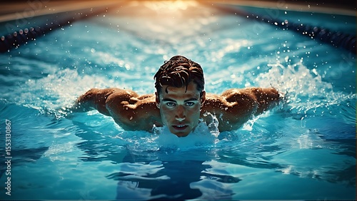 Dynamic Swimmer Captures Excellence in Competitive Swimming Action Photography