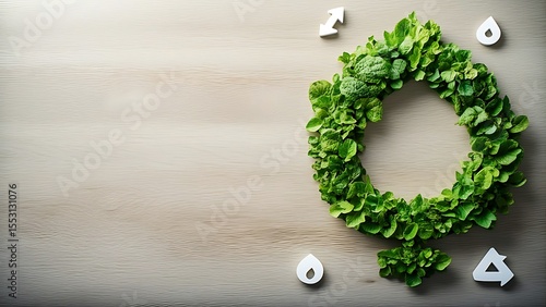 Eco-Friendly Green Leaf Wreath Symbolizing Sustainability and Nature Conservation