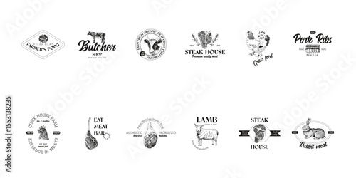 Meat store retail logo templates