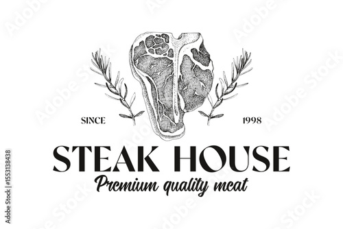 Steak house logo template vector
