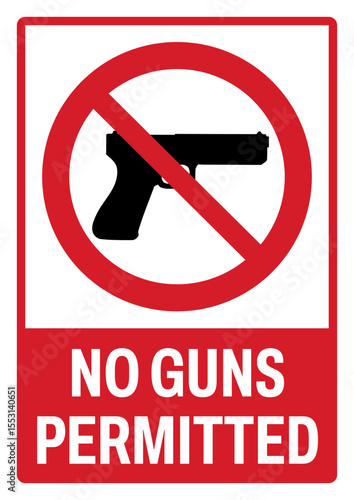 prohibition safety signs v2 uppercase text_no guns permitted portrait size a4/a3/a2/a1