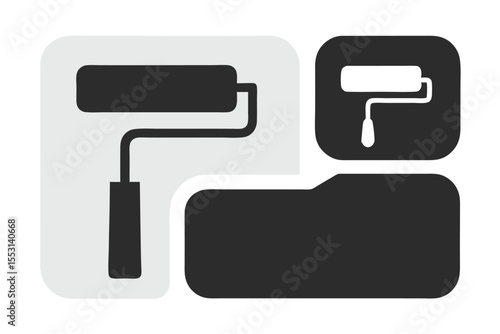 Multiple paint roller icons show different views with a transparent background nicely