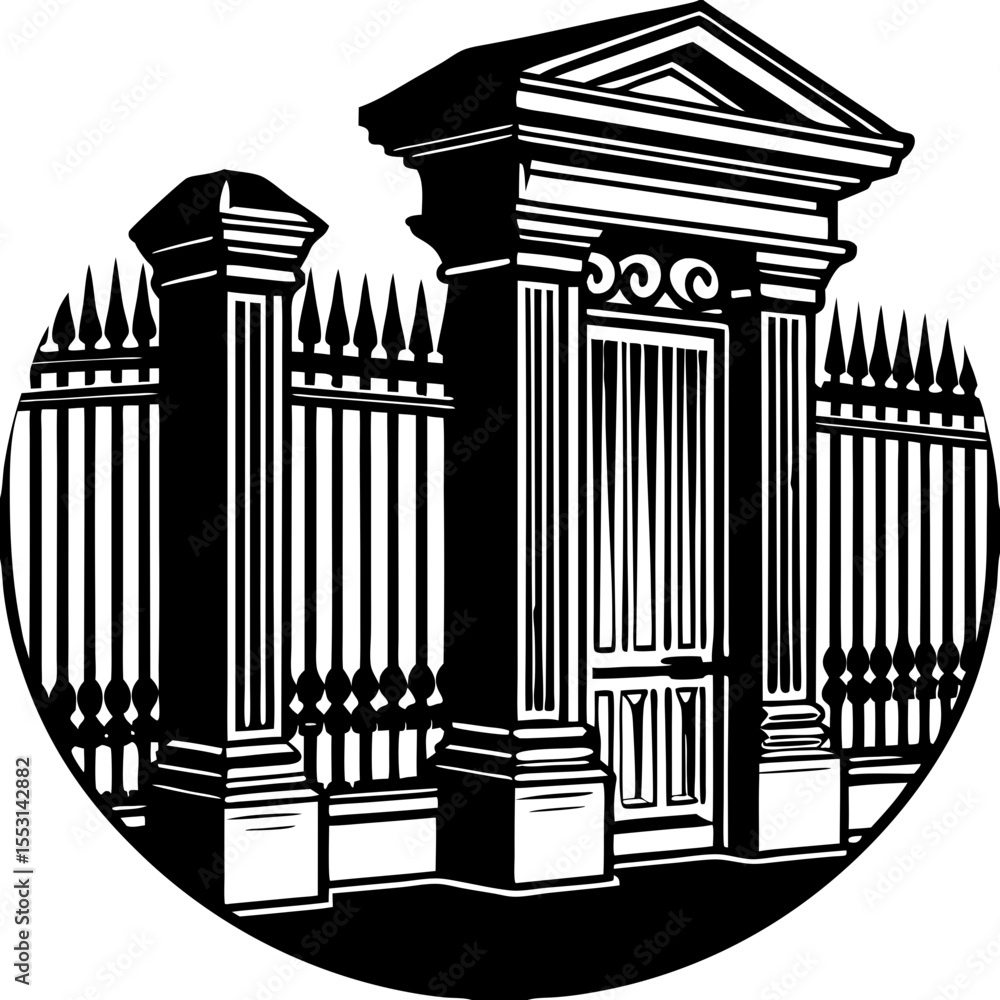 Fototapeta premium Ornate Gate Icon - Classical Entrance Design