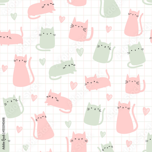 seamless pattern with cute cat faces