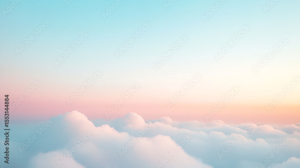 Obraz premium Serene sky with soft clouds and calming pastel gradient for tranquil design