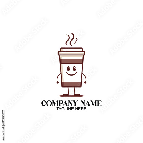 Smiling Cup of Coffee: An inviting illustration of a smiling coffee cup with a cheerful demeanor, ready to brighten your day. Evoking warmth, caffeine, and a sense of delight.