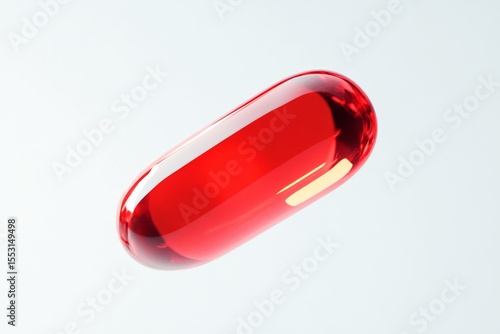 Bright red capsule for healthcare and medical emergency use on light background