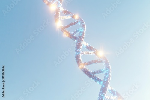 Glowing dna helix on light background for medical and scientific design
