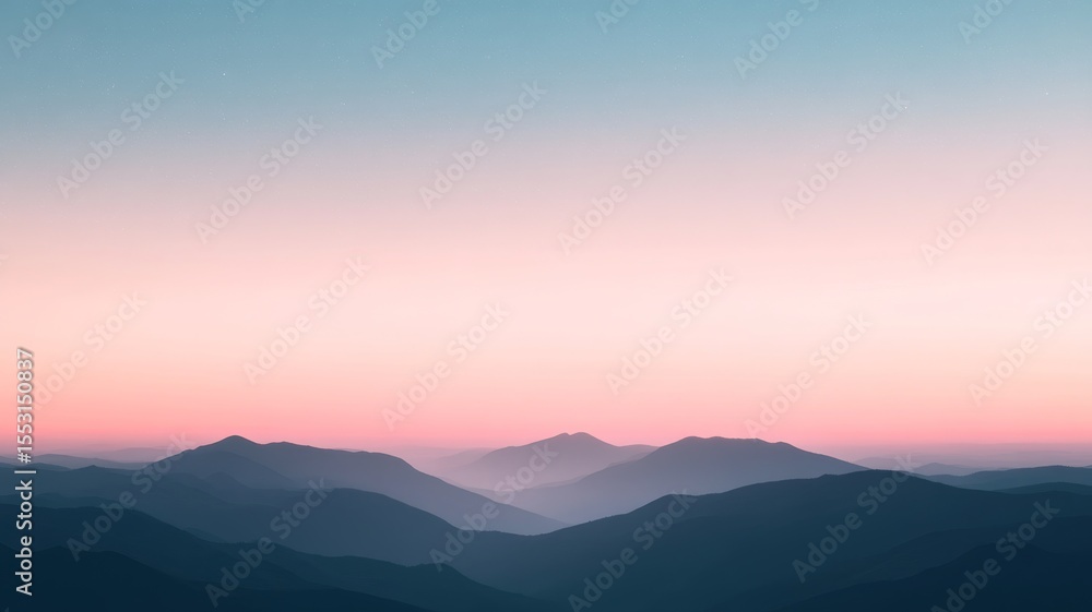 Fototapeta premium Serene mountain landscape at twilight with textured gradient sky for wall art or background design