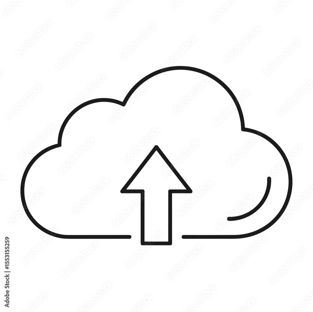 vector ilustration of cloud upload icon outlineisolated on white background vector ilustration of cloud upload icon outlineisolated on white background