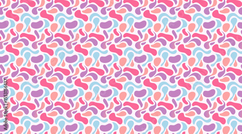 Playful Abstract Organic Shapes Seamless Pattern - Cute Colorful Vector Background in Pink and Purple