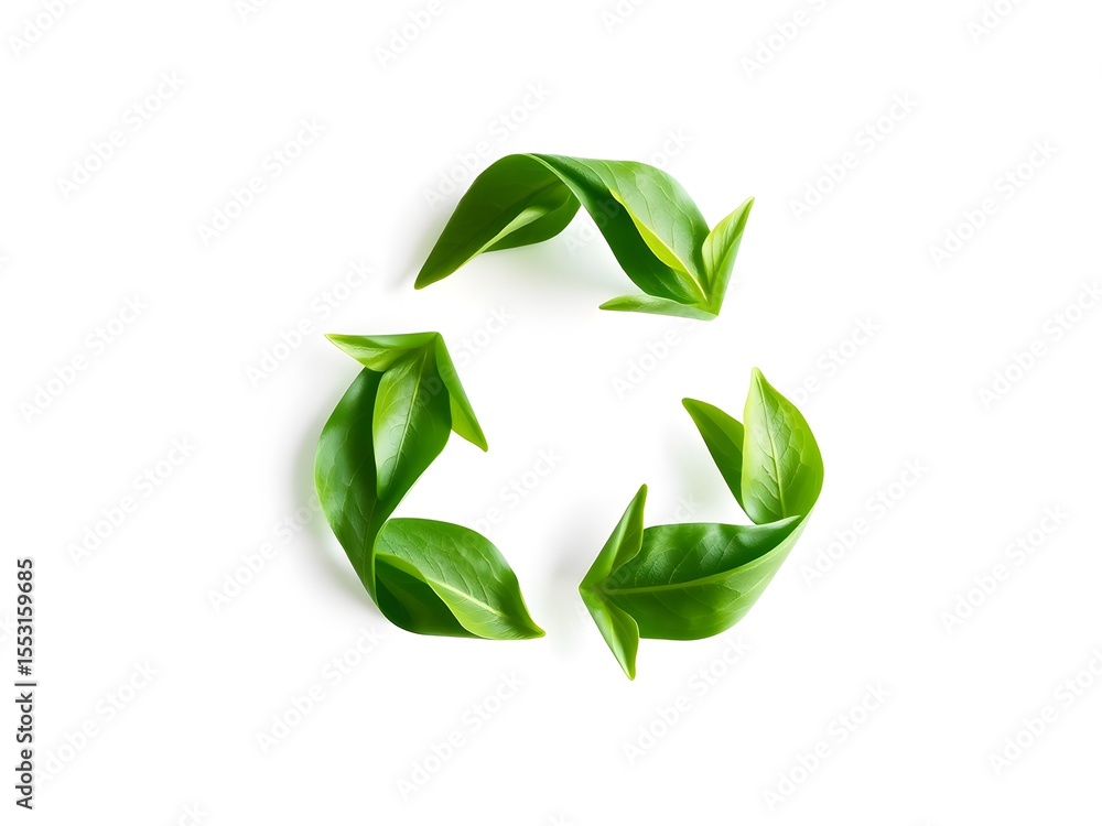 Recycling Leaves Icon on Light Background – Eco-Friendly Concept of Sustainable Production, Eco Plastic, and Green Fuel (AI Generated) Recycling Leaves Icon on Light Background – Eco-Friendly Concept of Sustainable Production, Eco Plastic, and Green Fuel (AI Generated)