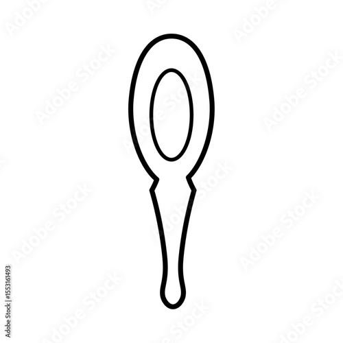 中華料理で使われるれんげ（レンゲ）の線画イラスト。白背景でシンプルなアウトラインスタイルのベクター画像｜れんげ,レンゲ,スプーン,中華,食器,ベクター