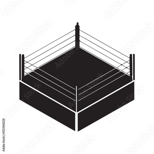 Boxing Ring Silhouette Icon for Fight Sports and Athletic Arena Design