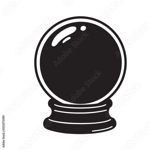 Vintage art silhouette of a crystal ball representing fortune telling and mystical predictions for creative designs
