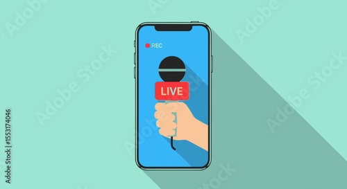 Smartphone Display Showing Live Streaming Microphone
