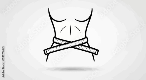 Waistline with Measuring Tape: Black and White Weight Loss Concept