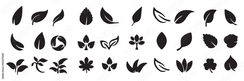 Fototapeta premium Leaf icons set ecology nature element, green leafs, environment and nature eco sign.