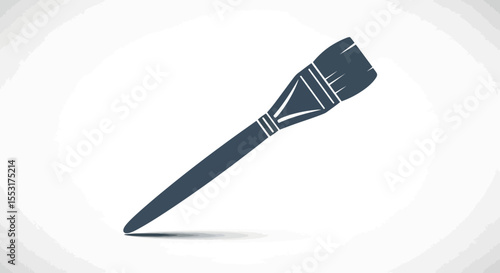Angled Dark-Gray Paintbrush Icon, Detailed Bristles, Simple Style