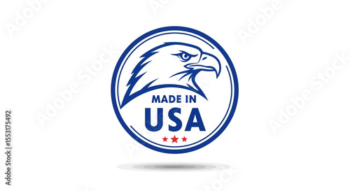 Bold Blue "Made in USA" Eagle Logo Design