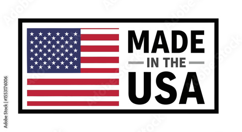 Bold "Made in the USA" Label with American Flag Graphic