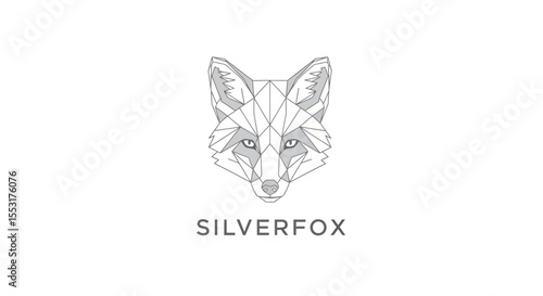 Geometric Silver Fox Head Logo Design on White Background
