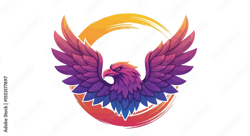 Obraz premium Majestic Eagle Logo with Gradient Wings and Circular Brushstroke Design