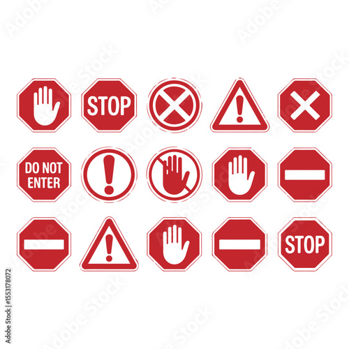 Free Download Red and White Traffic Signs Collection on White Background - GFXLoad