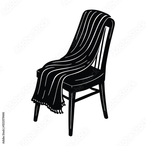 Chair Silhouette with Draped Blanket – Minimal Cozy Home Vector