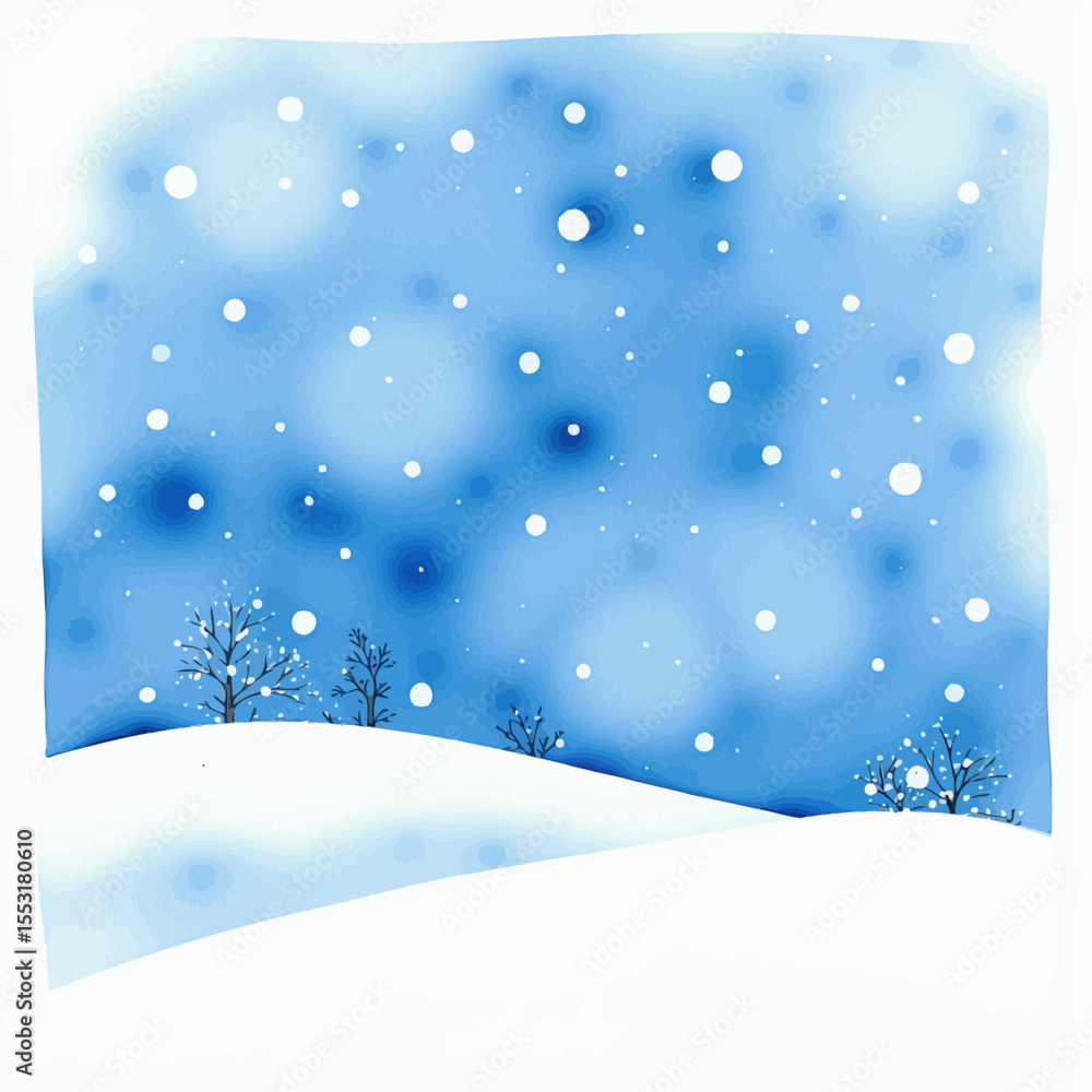 Winter landscape with snowflakes and blue background Winter landscape with snowflakes and blue background