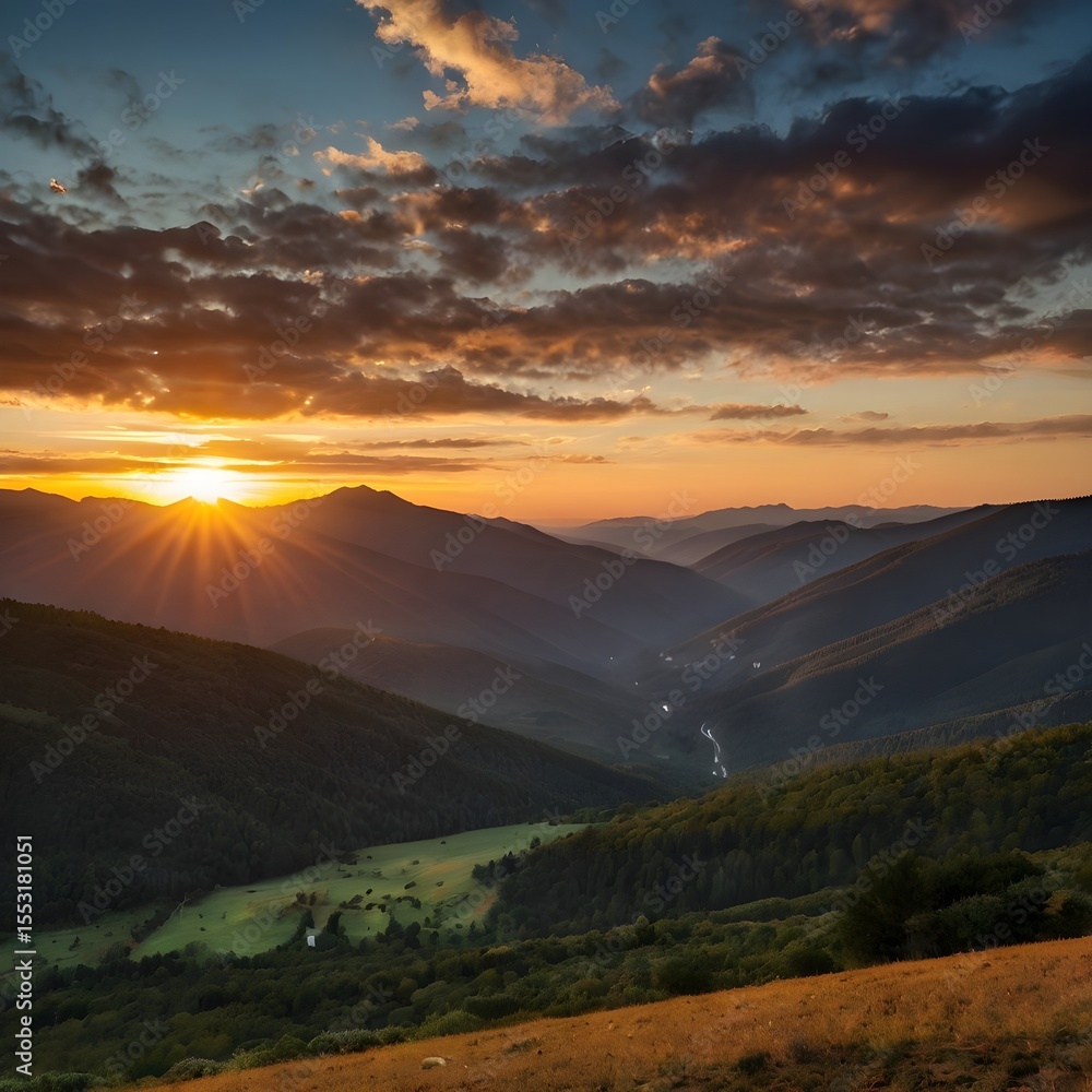 Obraz premium sunset in the mountains