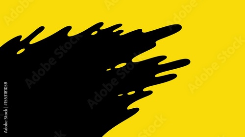 Abstract yellow fluid animation on black screen background. Seamless hand drawn liquid transition animation.