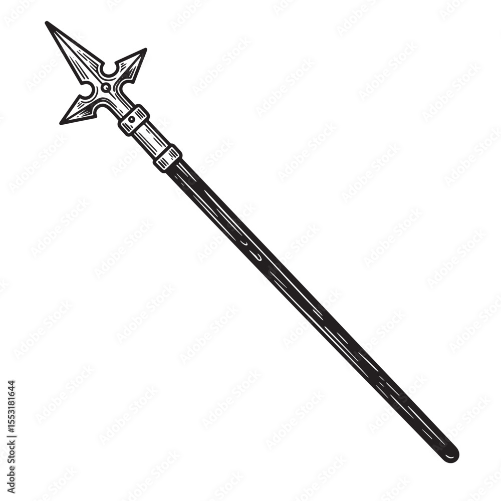 Naklejka premium Detailed vintage art silhouette of a spear weapon perfect for medieval illustration and historical design