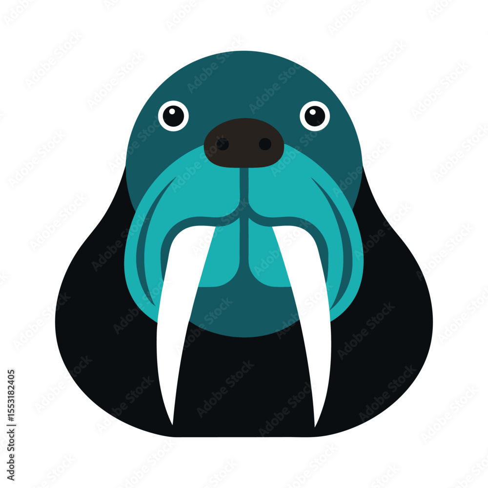Obraz premium Walrus head tusked cold mascot artwork Vector illustration