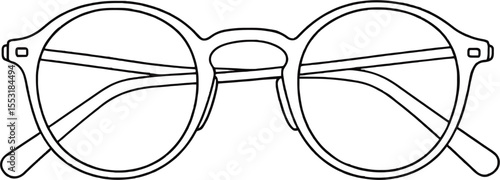 Rounded glases frame Minimalist line art hand drawn outline stroke
