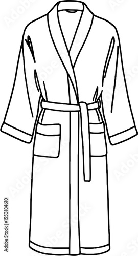 Bathrobe Minimalist line art hand drawn outline stroke