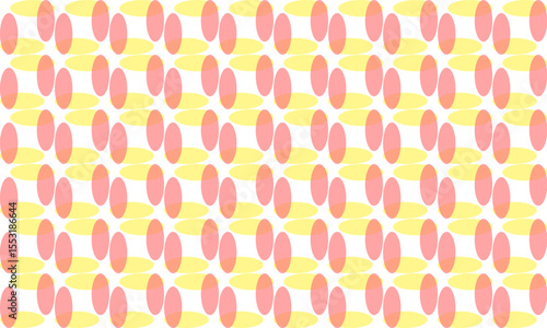 Oval dot connect as Two tone pink and yellow repeat vertical strip on white background, seamless patter design for fabric printing or wallpaper or backdrop or t-shirt print screening