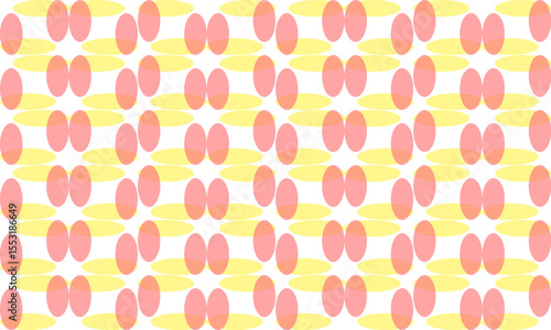 Oval dot connect as Two tone pink and yellow repeat vertical strip on white background, seamless patter design for fabric printing or wallpaper or backdrop or t-shirt print screening