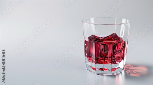 A glass filled with a vibrant red liquid, standing isolated on a clean white background. This image is perfect for beverage - related projects, whether it's for cocktail menus, wine promotions, 