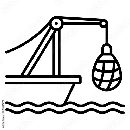 Clam Dredge Boat Harvesting Clams in the Ocean - Vector Illustration