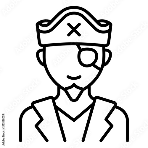 Pirate character icon wearing hat and eye patch