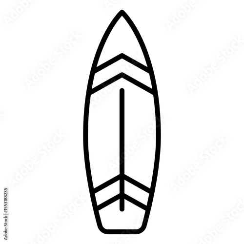 Surfboard Illustration: Outline Icon for Watersports Design