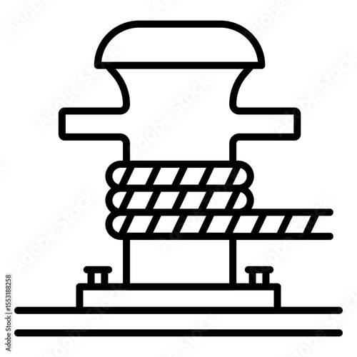 Marine Mooring Cleat Line, Nautical Ship Equipment Icon