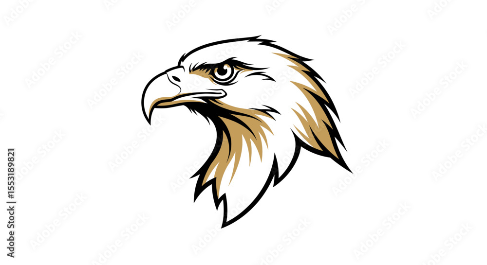 Obraz premium Majestic Bald Eagle Head Profile, Golden Brown and White, Vector Illustration