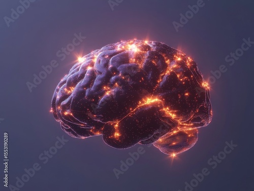 Futuristic brain concept with glowing circuit board connections
