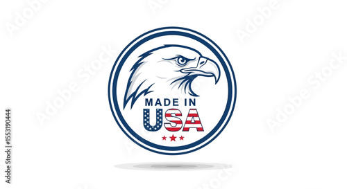 American Eagle "Made in USA" Emblem, Patriotic Design, Vector Illustration.
