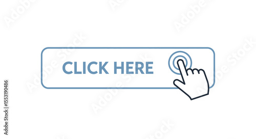 Vector Illustration of a Click Here Button with Hand Pointer