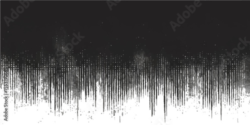 Abstract grunge background with black ink splats and a vintage, dirty paper texture, evoking a silhouette forest landscape