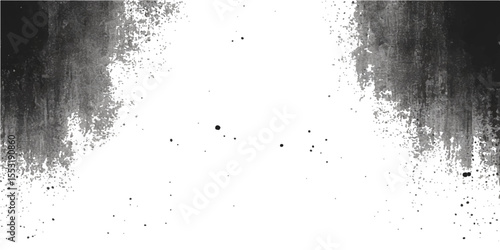 Aged black and white grunge texture with dirty ink splashes and vintage paper patterns